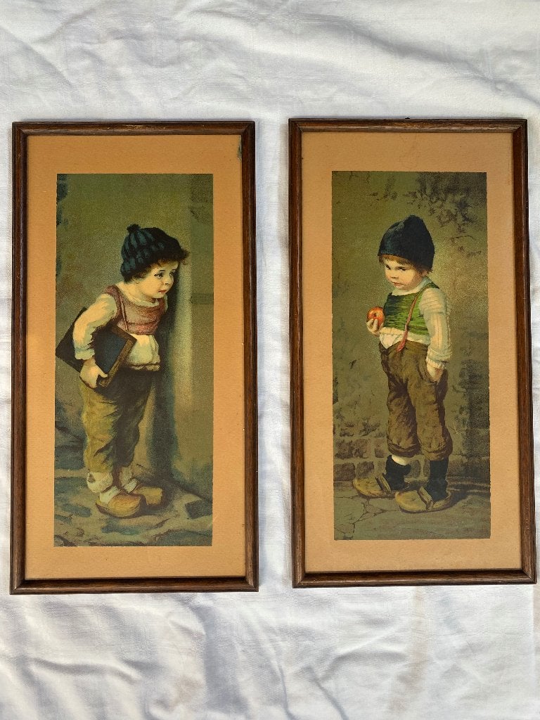 Antieke chromolithos Hermann von Kaulbach, Portret en Figuren, Ophalen of Verzenden, Ingelijst, Lithografie