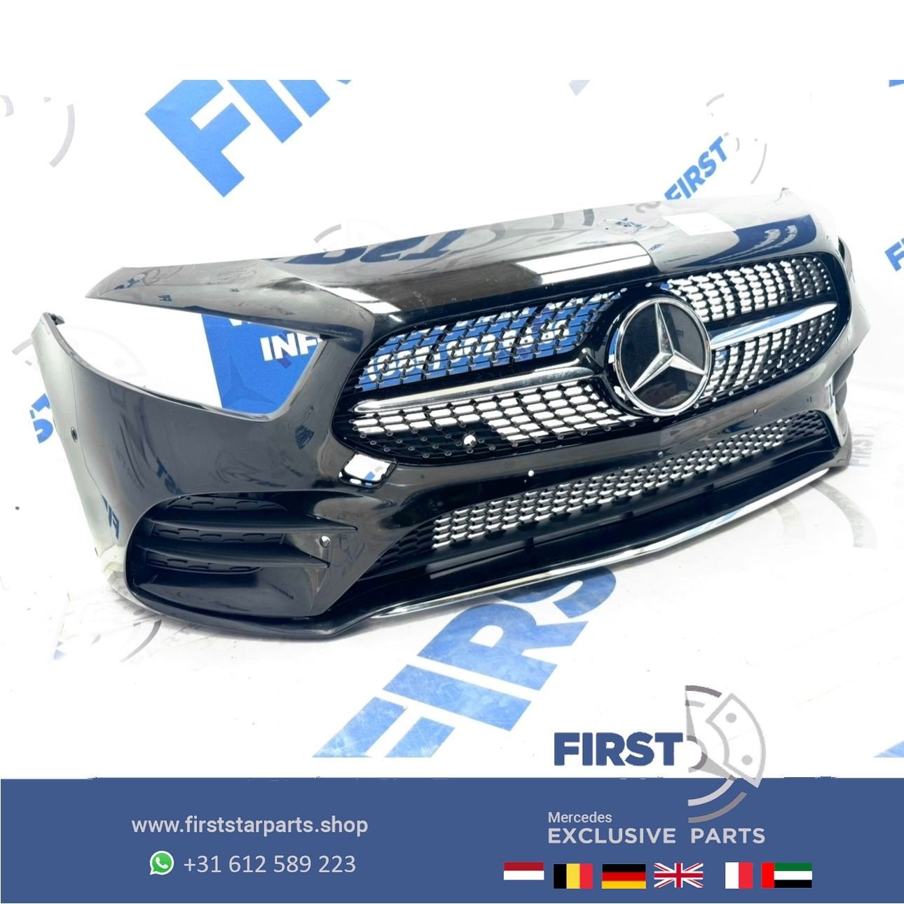 W177 BUMPER AMG LINE VOORBUMPER A KLASSE 2022 35 ZWART WIT G, Auto-onderdelen, Carrosserie en Plaatwerk, Gebruikt, -, Voor, Ophalen of Verzenden