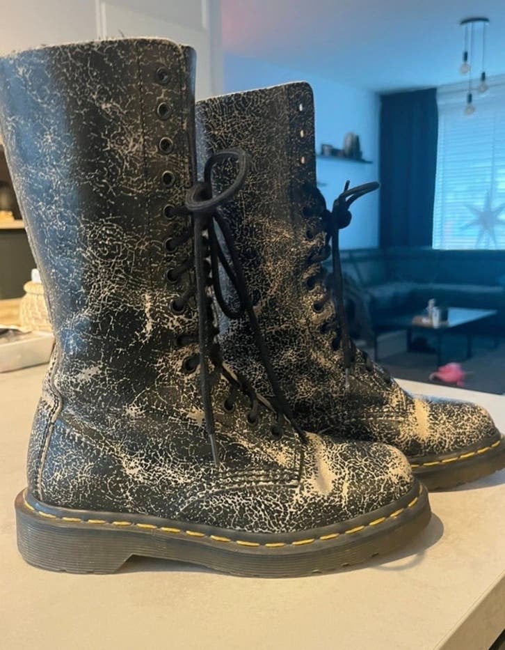 Dr. Martens 1914 Crackle Boots - Maat 37, Hoge laarzen, Zwart, Ophalen of Verzenden, Zo goed als nieuw