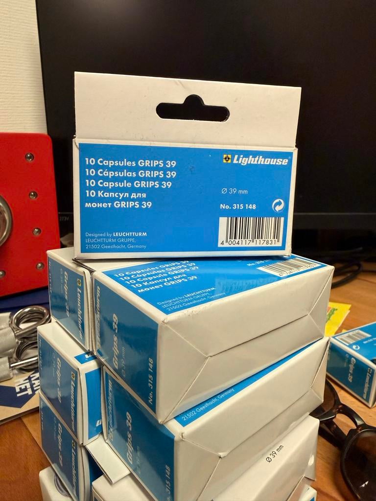 Leuchtturm Grips 39 Muntcapsules - 9 Dozen voor Verzamelaars, Postzegels en Munten, Munten en Bankbiljetten | Toebehoren, Overige typen