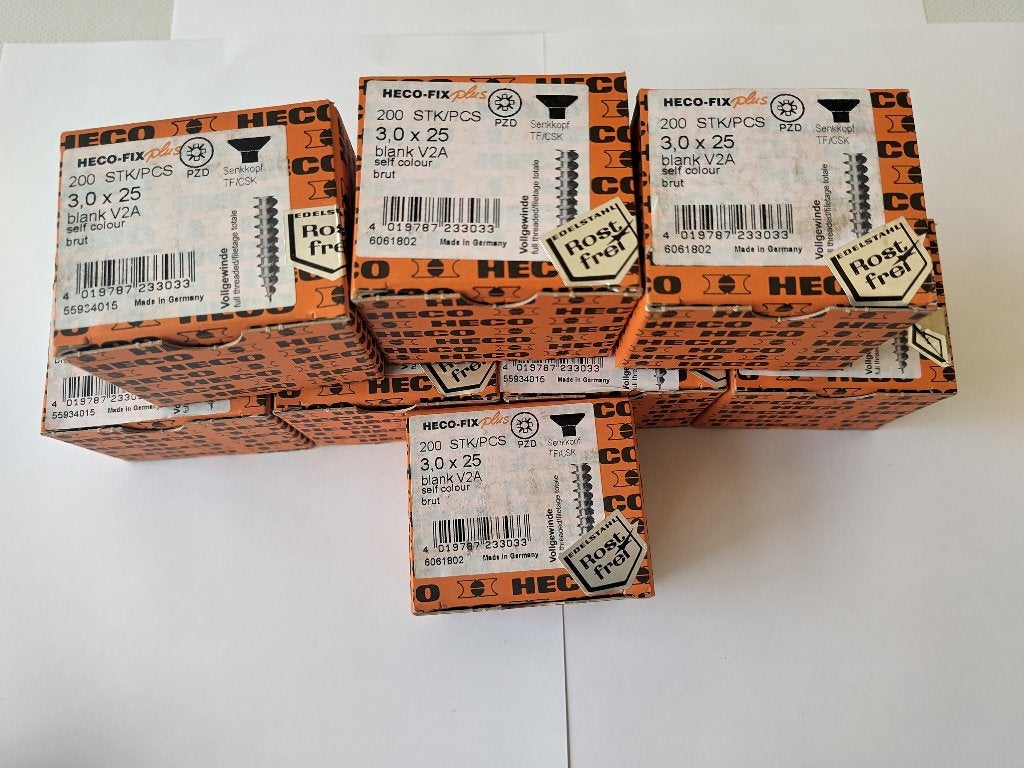 Schroeven HECO RVS 3,0x25mm (PZD-1) RVS 8x doos 200 stuks, Schroeven, Nieuw, Ophalen of Verzenden, Minder dan 50 mm