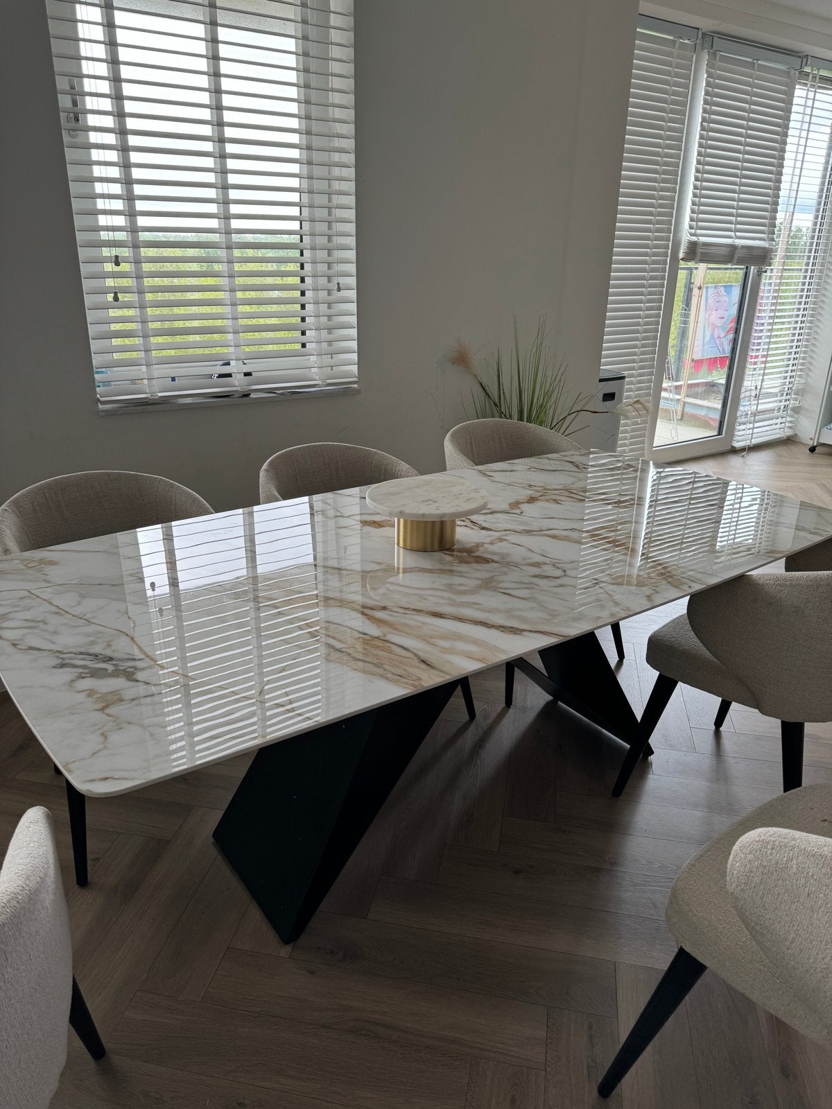 Calacatta marmerlook eettafel, Huis en Inrichting, Tafels | Eettafels, Ophalen, Overige materialen, Gebruikt, 100 tot 150 cm