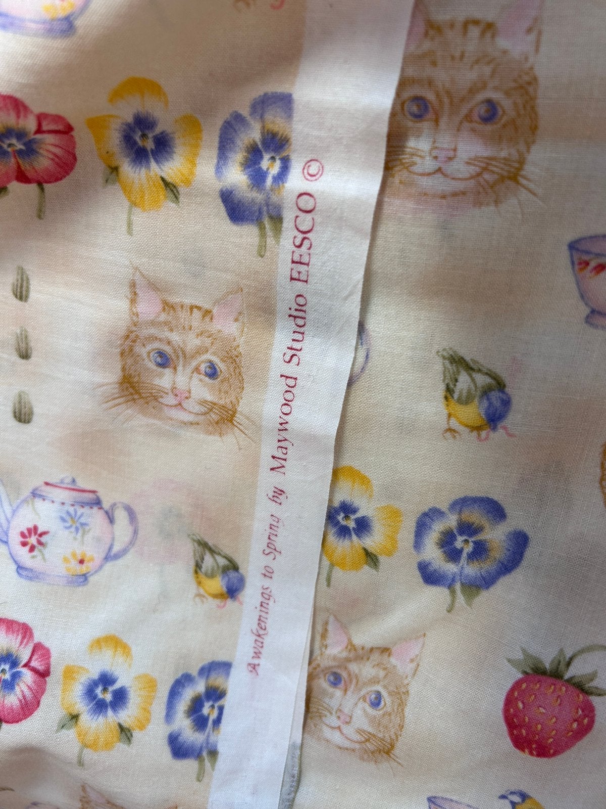Vintage Maywood katten quilt katoen, Ophalen of Verzenden, Zo goed als nieuw, 30 tot 120 cm, Katoen