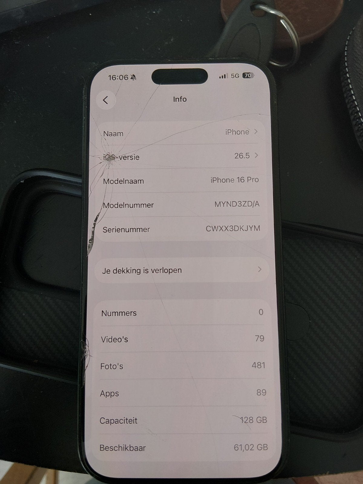 iPhone 16 Pro 128GB - , 92% batterij scherm is niet gebarst, Telecommunicatie, Mobiele telefoons | Apple iPhone, Ophalen, Zwart