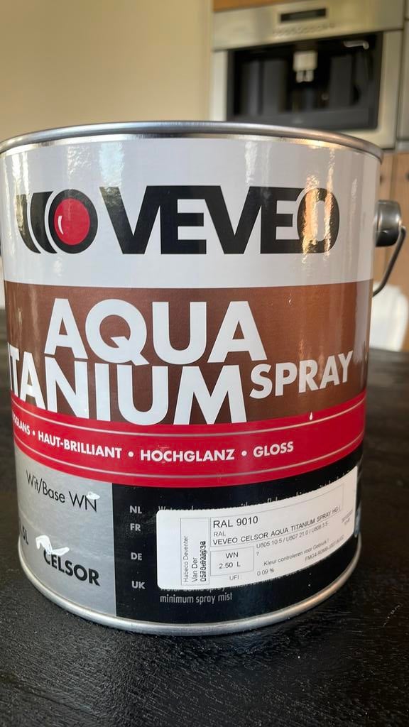 Nieuw! Hoogglans Titanium Spray Ral 9010, Overige kleuren, Verzenden, Nieuw, Verf