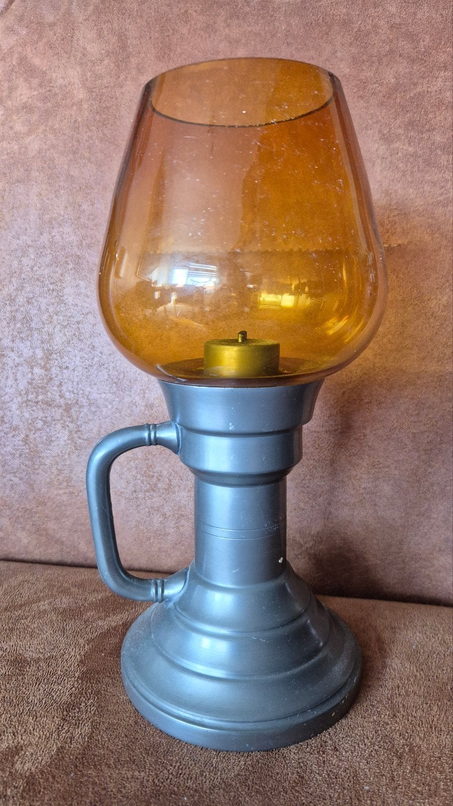 Antieke olielamp met glazen kap, Antiek en Kunst, Ophalen