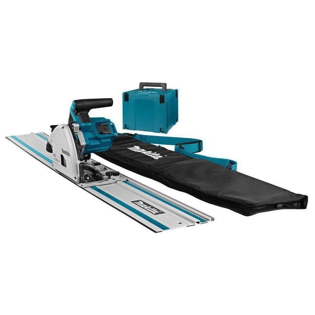 Makita invalzaag met geleiderail en koffer, Invalzaag, 70 mm of meer, Ophalen of Verzenden, Zo goed als nieuw