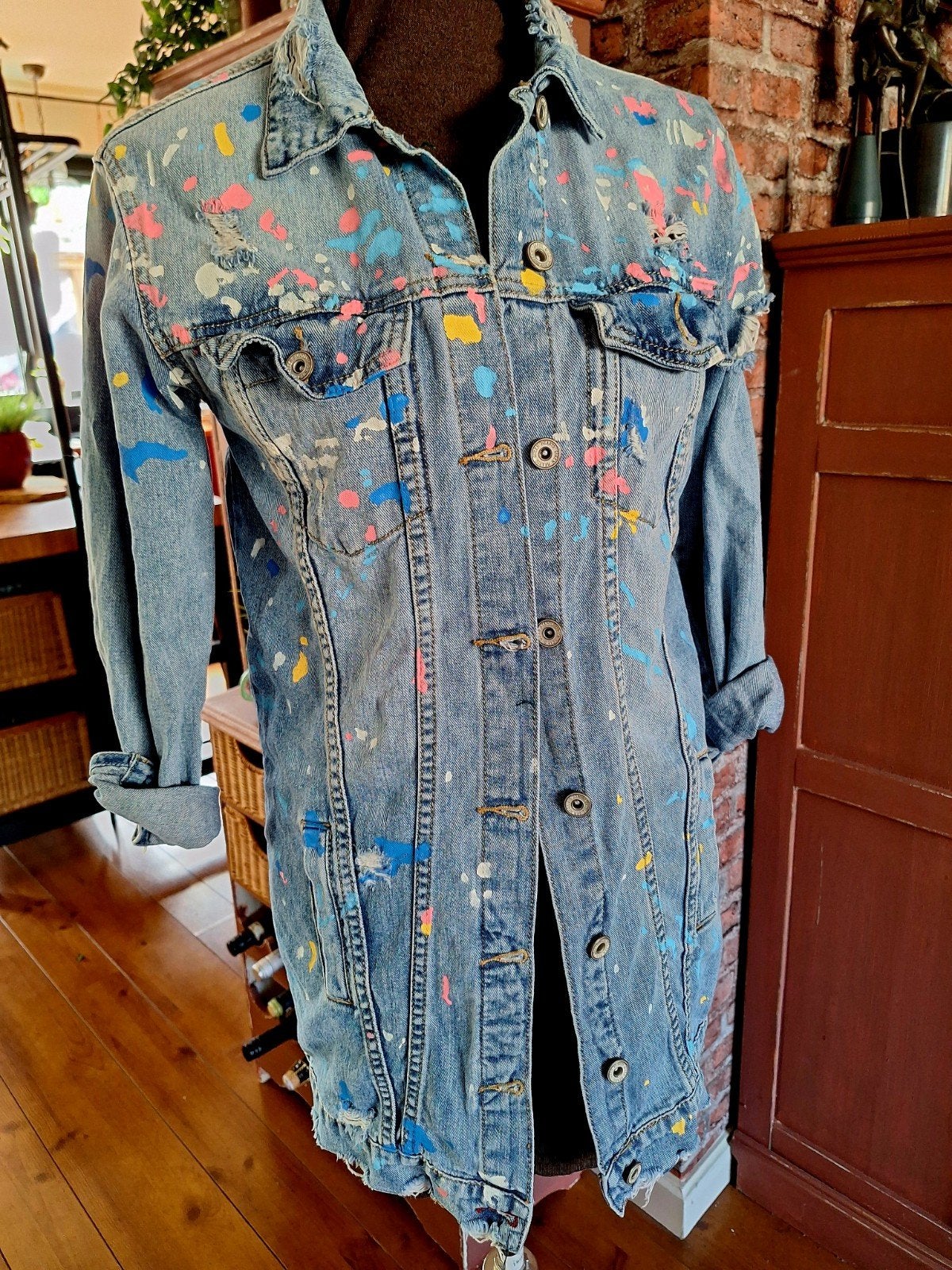Spijkerjas jas Queen of hearts maat xs s, Ophalen of Verzenden, Zo goed als nieuw, Maat 36 (S), Blauw