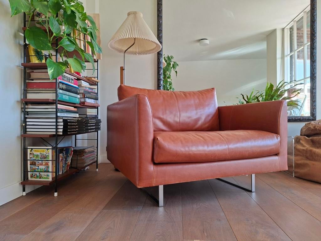 Montis Axel Gijs Papavoine loveseat in cognac/roodbruin leer, Ophalen, Gebruikt, Leer, 100 tot 125 cm