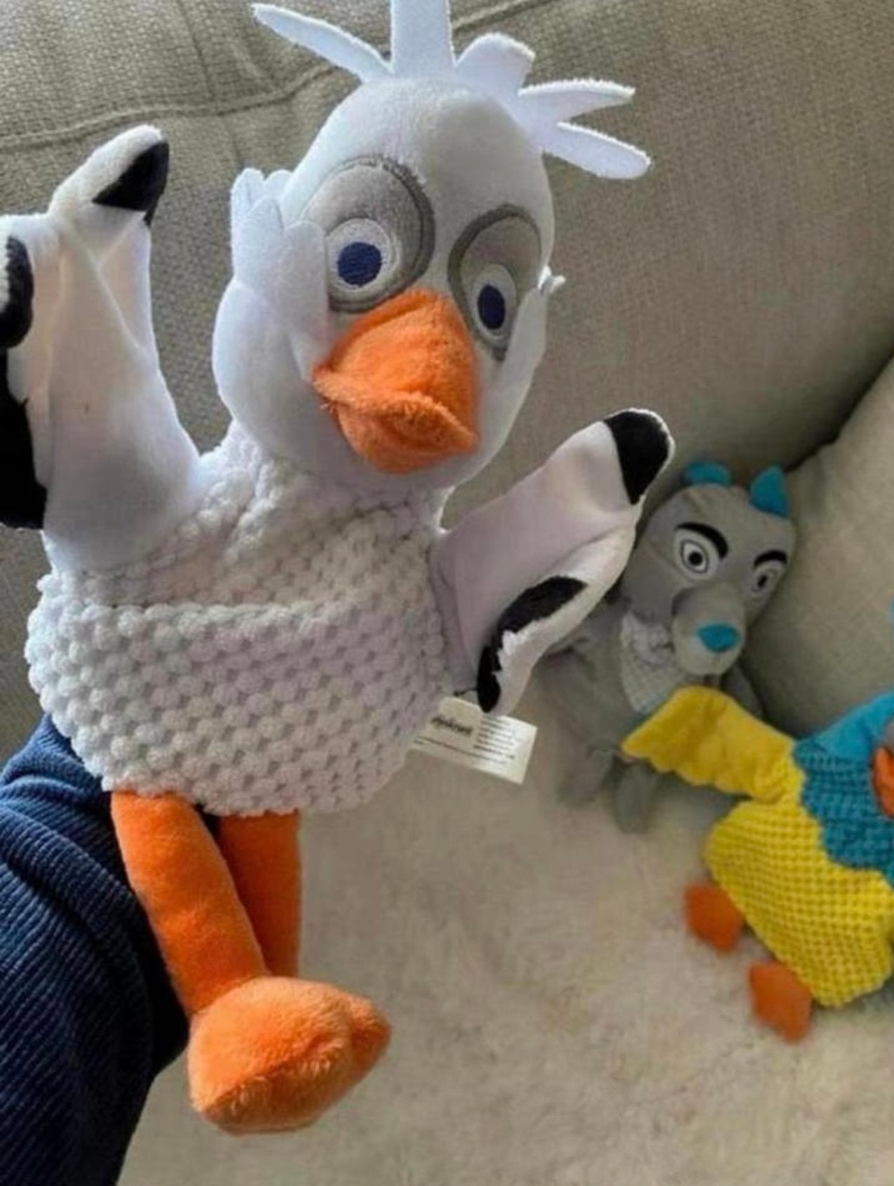 Set van 3 fabeltjeskrant handpoppen: Zeemeeuw, Wolf en Uil, Overige merken, Overige karakters, Ophalen of Verzenden, Zo goed als nieuw