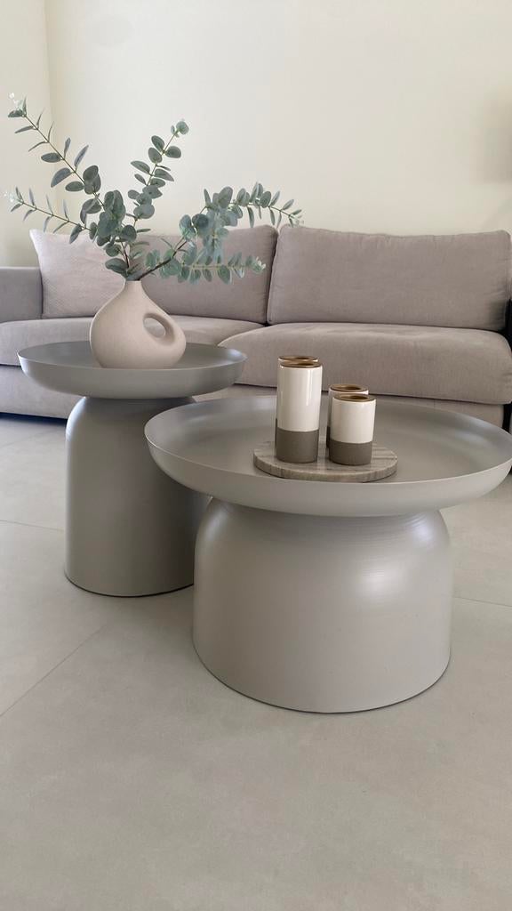 Salontafel set Greige kleur, Huis en Inrichting, Tafels | Salontafels, Ophalen, Zo goed als nieuw