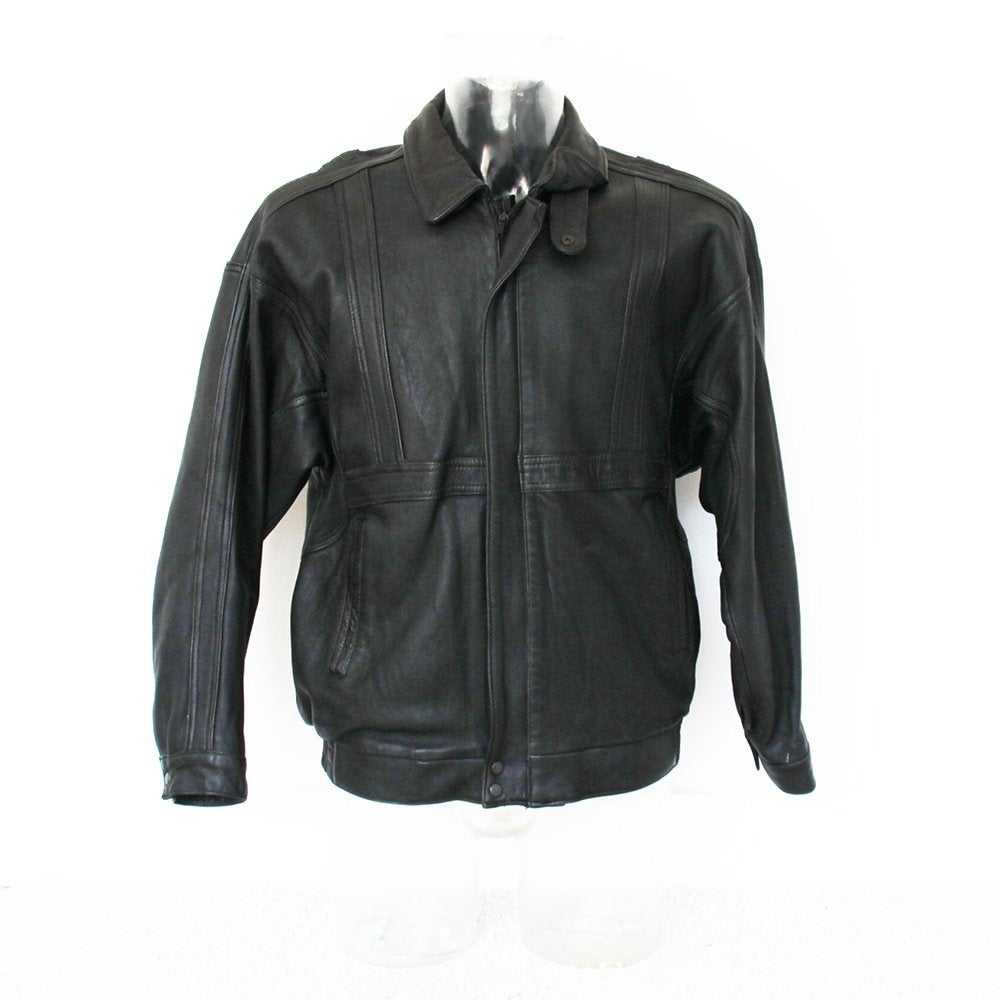 Mooie Leren Heren Jas285* (Maat 54) € 65,-, Maat 52/54 (L), ---, Zwart, Ophalen of Verzenden