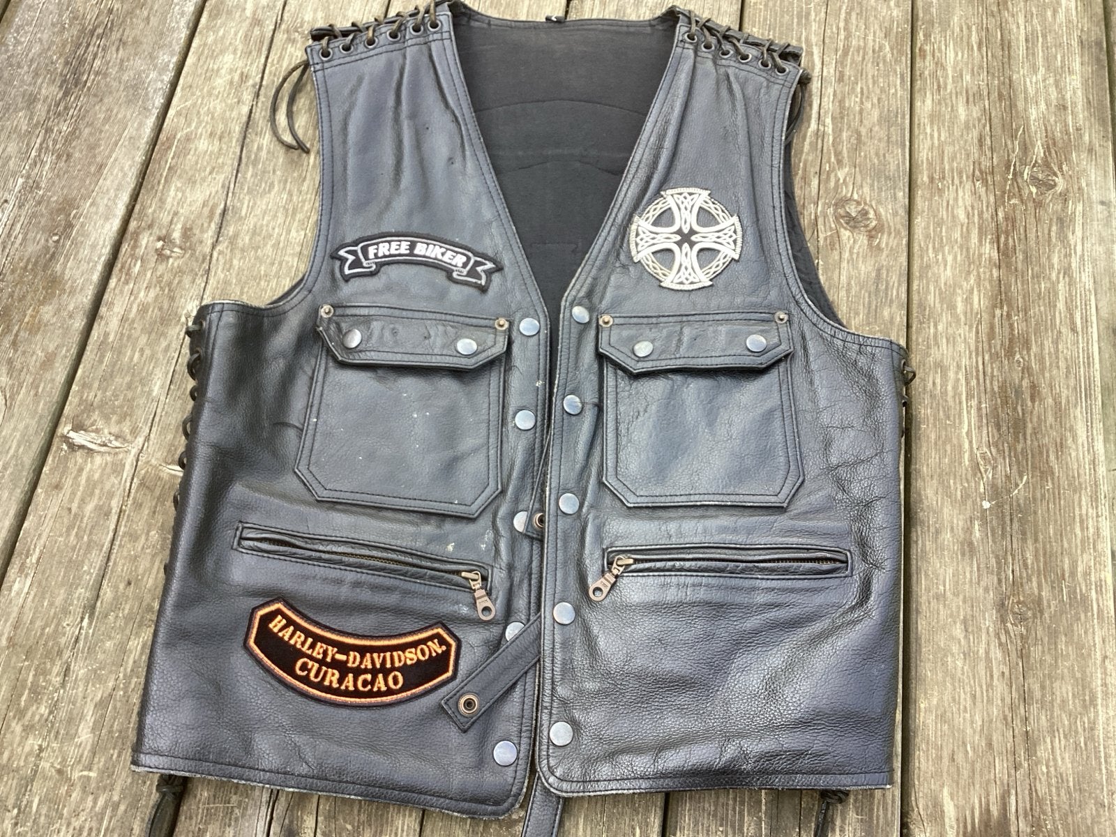 Leren Motorvest Harley-Davidson Holland - Uniek Design, Ophalen of Verzenden, Tweedehands, Heren, Overige typen