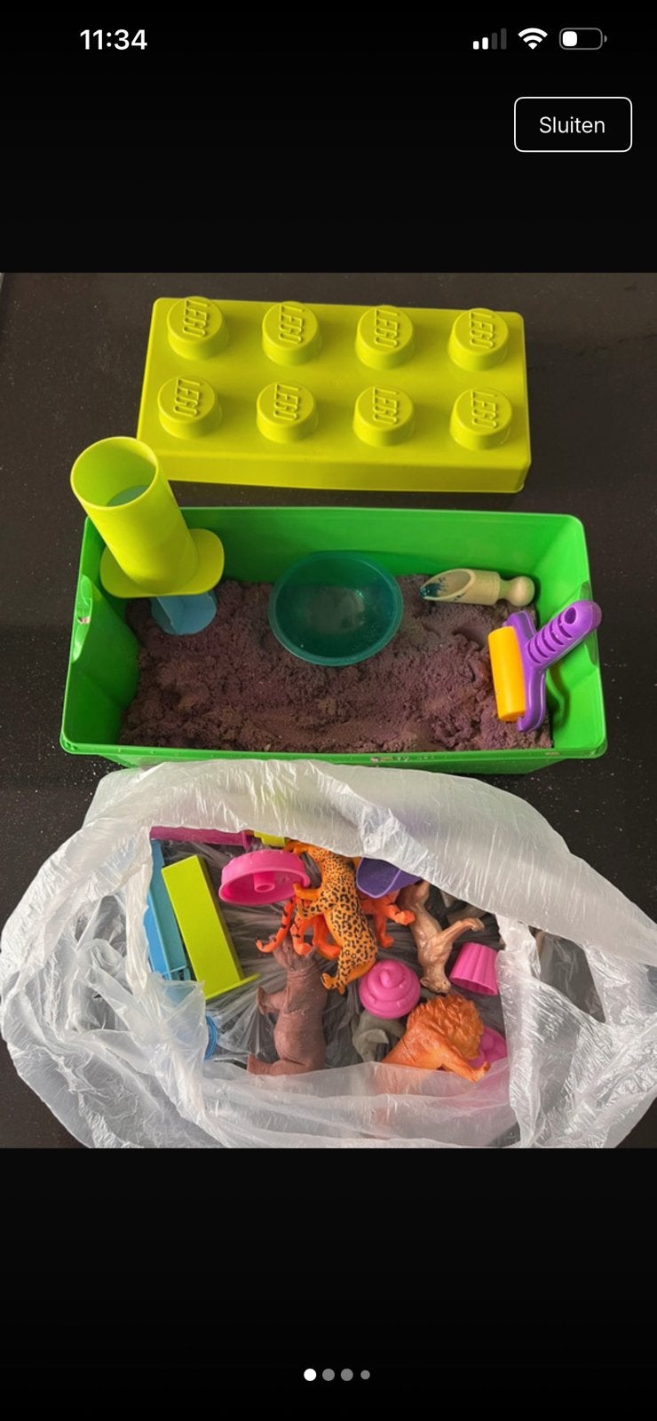 kinetisch speel zand paars LEGO box en speel accessoires, Ophalen of Verzenden, Zo goed als nieuw