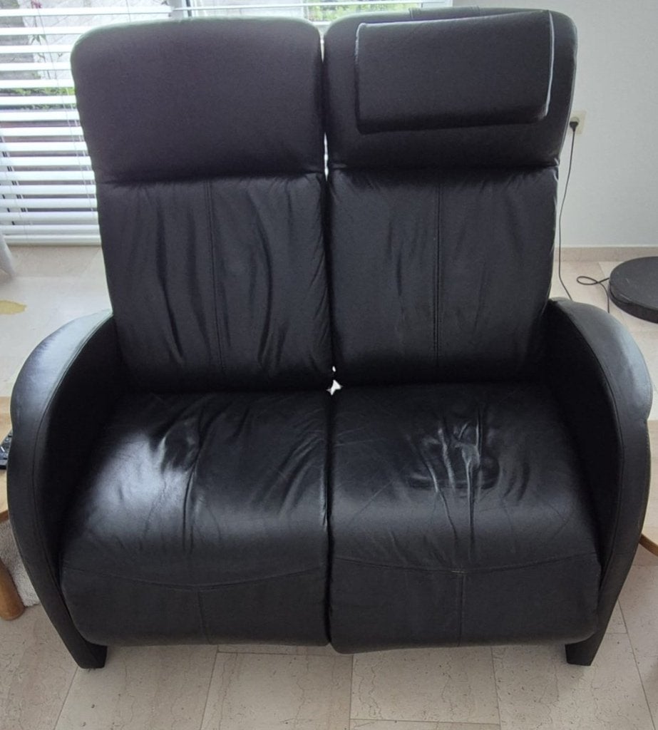 Tweezits lederen relaxbank (Prominent)., Huis en Inrichting, Ophalen, Gebruikt, 150 tot 200 cm, Tweepersoons