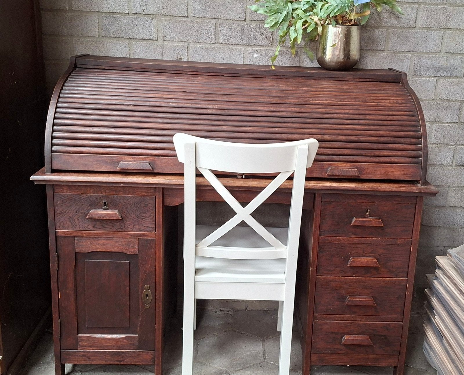 secretaire rolluik kast, Huis en Inrichting, Ophalen, Gebruikt, Vintage