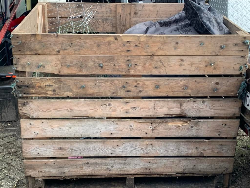 Grote houten aardappelkist / hooibak / plantenbak, Tuin en Terras, Bloembakken en Plantenbakken, Gebruikt, Hout, Balkon, 30 tot 60 cm