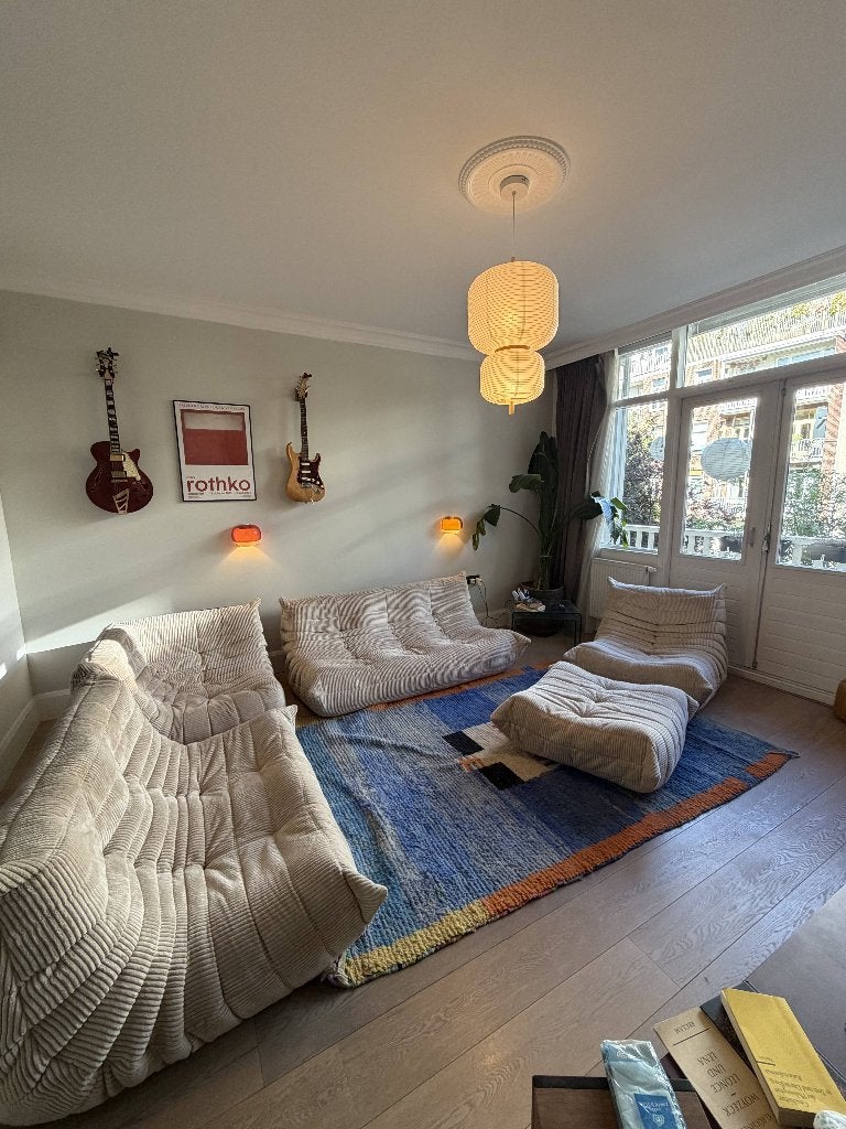 Ligne Roset Togo Full Set - Grey/Beige Corduroy, Ophalen, Hoekbank, Zo goed als nieuw, Mid Century