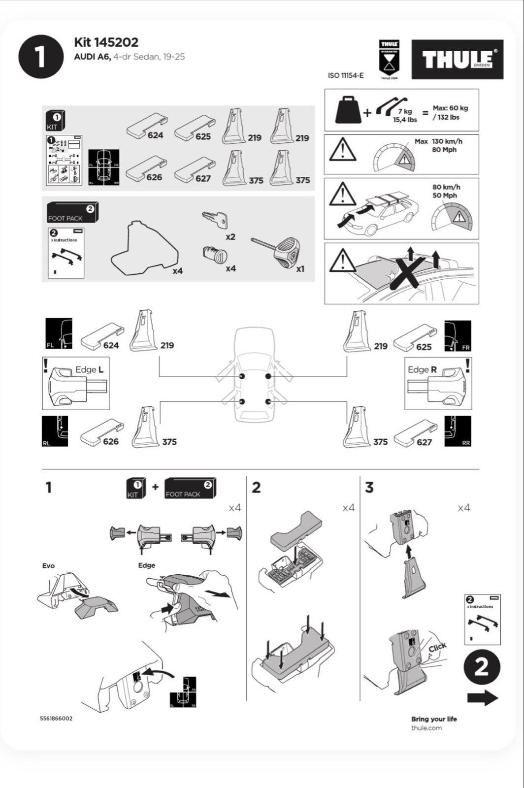 Thule Dakdragerset Kit 145202 voor Audi A6 (19-25), Auto diversen, Ophalen of Verzenden, Zo goed als nieuw