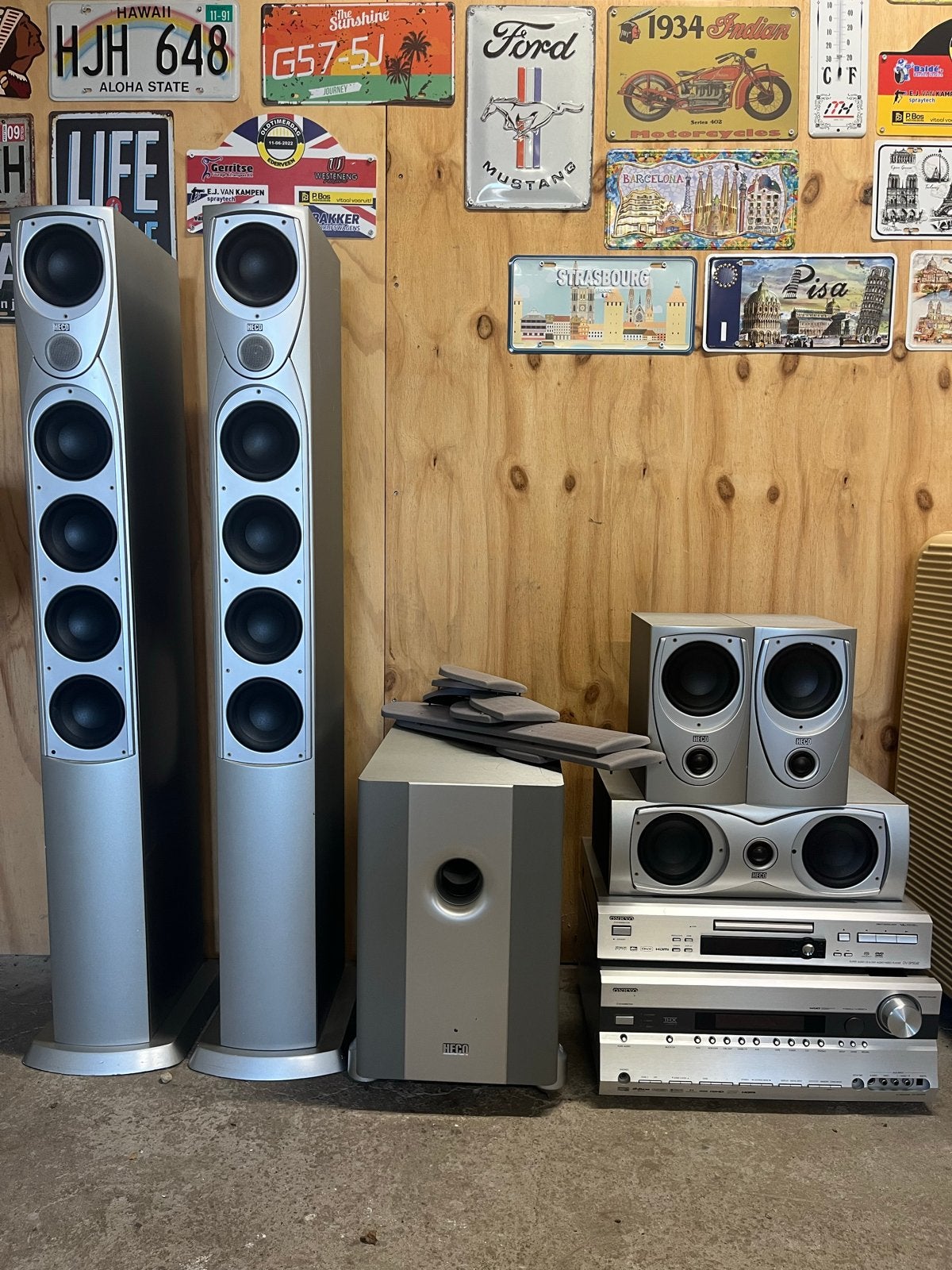 Onkyo Hifi Set met Heco Speakers en Subwoofer, Gebruikt, Losse componenten, Cd-speler, Ophalen
