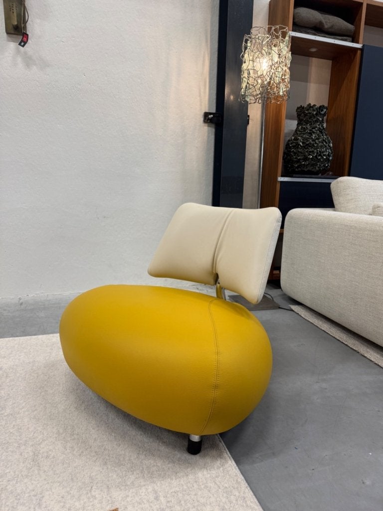 Nieuw Leolux Pallone Fauteuil Geel leer Design stoel, Info@leolux.nl, Nieuw, Ophalen of Verzenden, 75 tot 100 cm