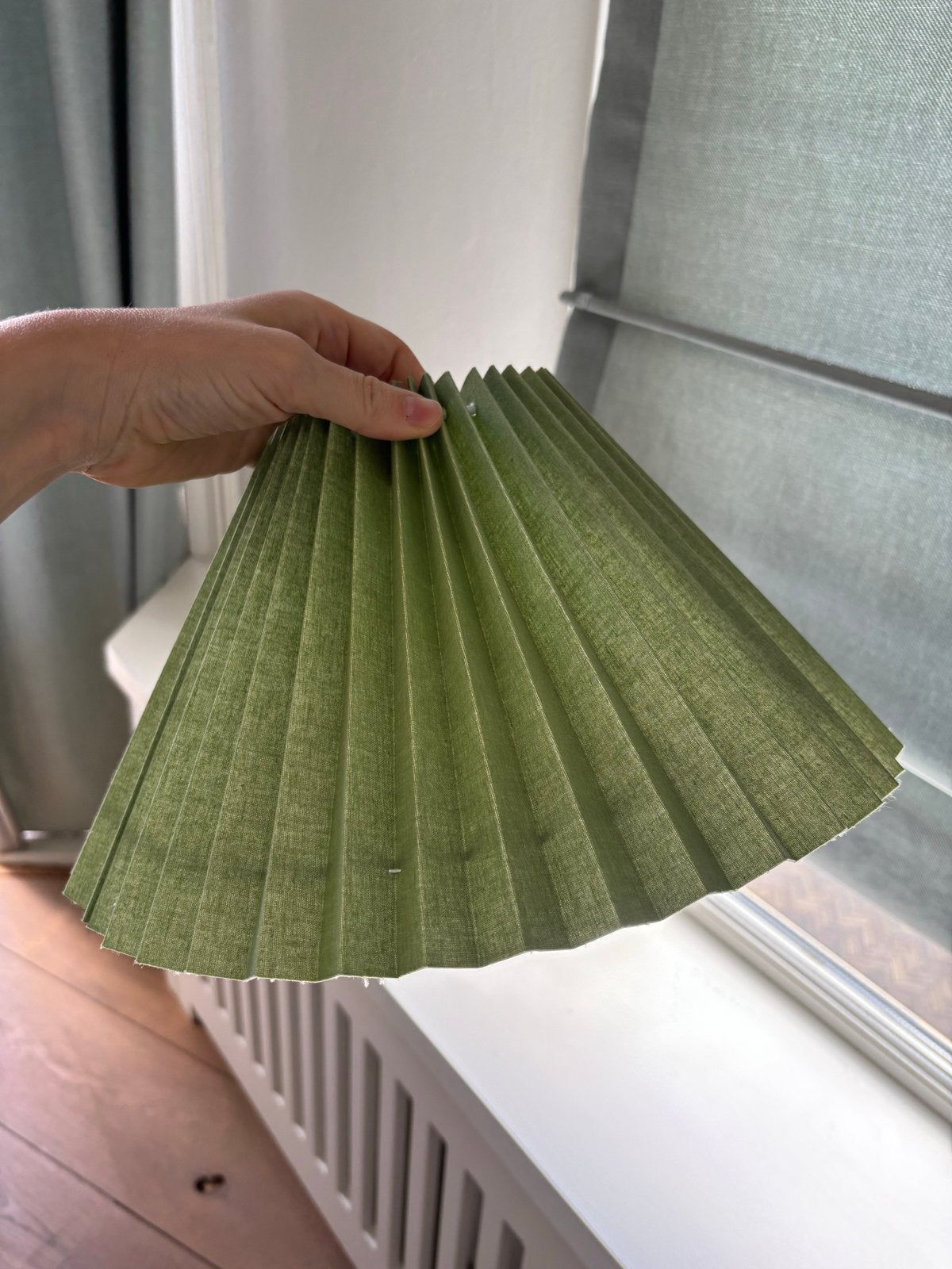 H&M Home Lampenkap groen plisse, Ophalen, Rond, Zo goed als nieuw, Textiel