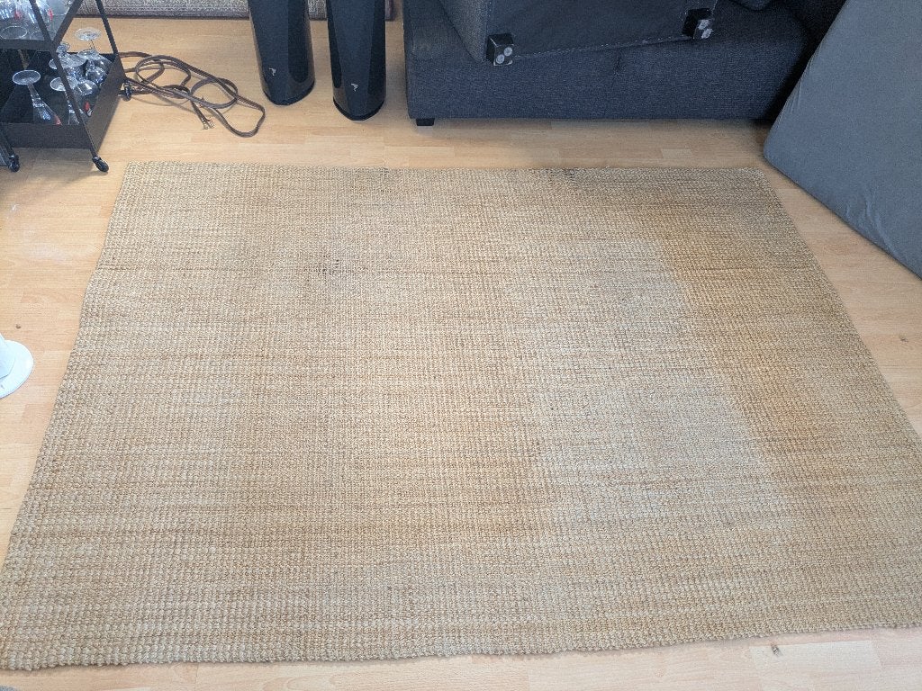 Jute vloerkleed 180x250 cm, Ophalen, Gebruikt, Bruin, 150 tot 200 cm