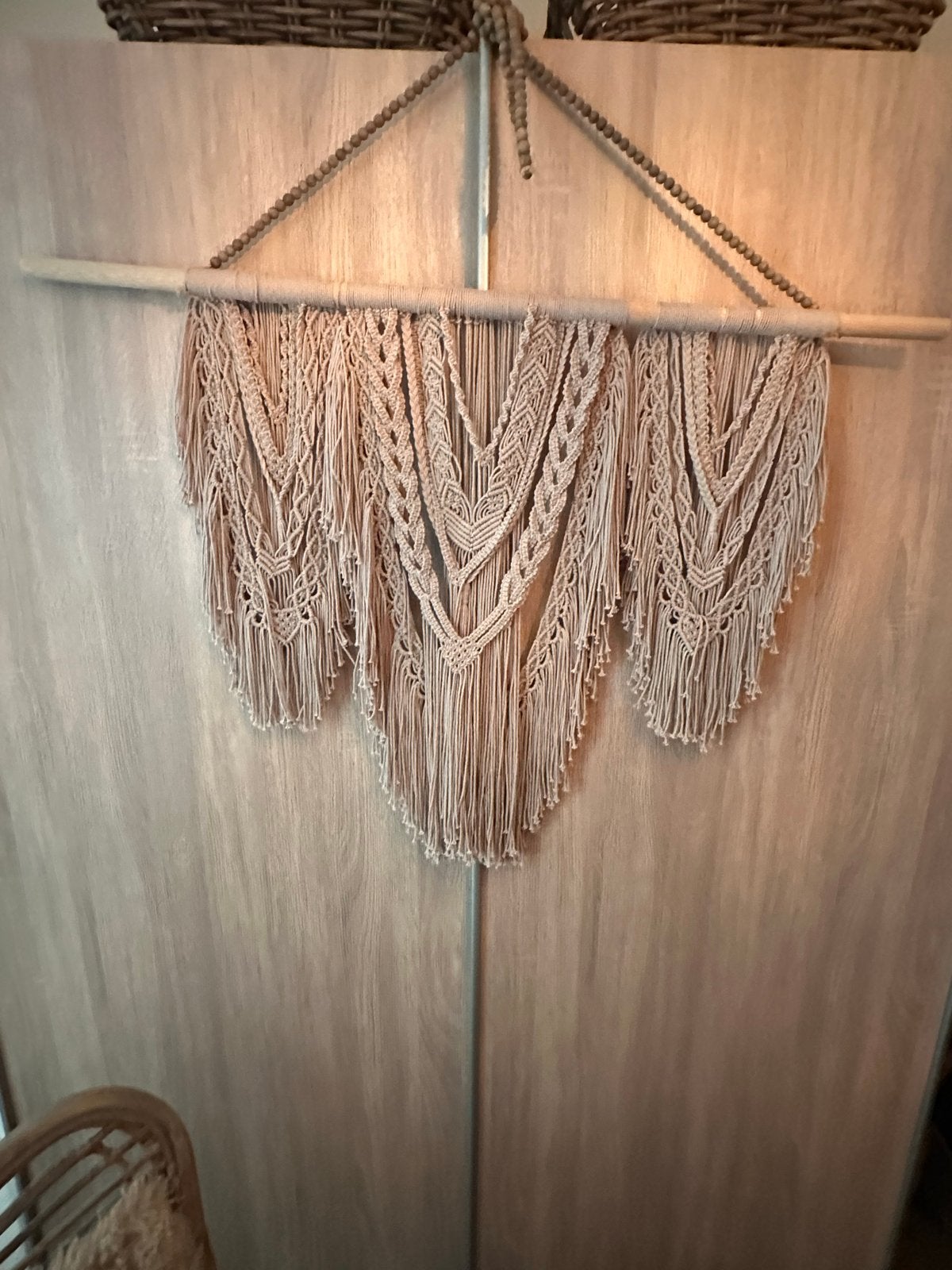 Decoratieve Macramé Wandhanger Taupe - 70cm Breed, Beige, Textiel, Nieuw, Ophalen of Verzenden