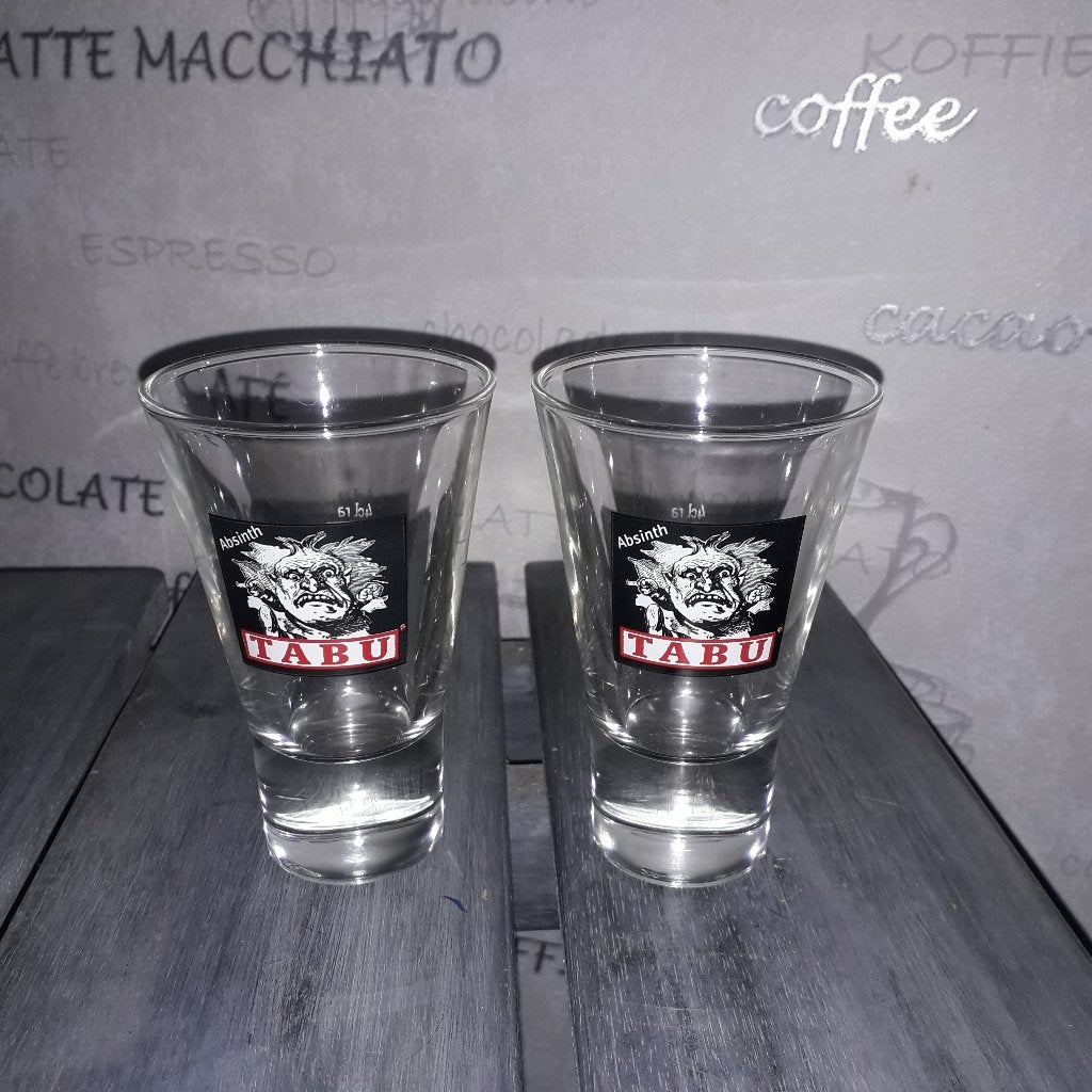 Tabu Absinth glazen set van 2, Ophalen, Glas of Glazen, Overige stijlen, Glas