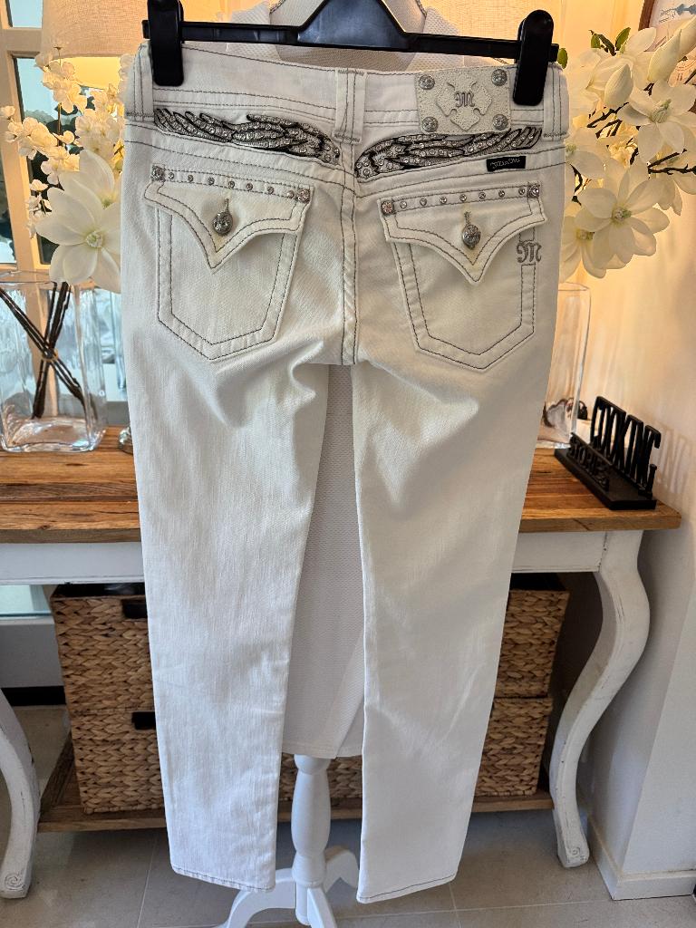 Chique skinny Witte DAMES jeans Miss Me, 36/S (28/long), Kleding | Dames, Spijkerbroeken en Jeans, Verzenden, Zo goed als nieuw