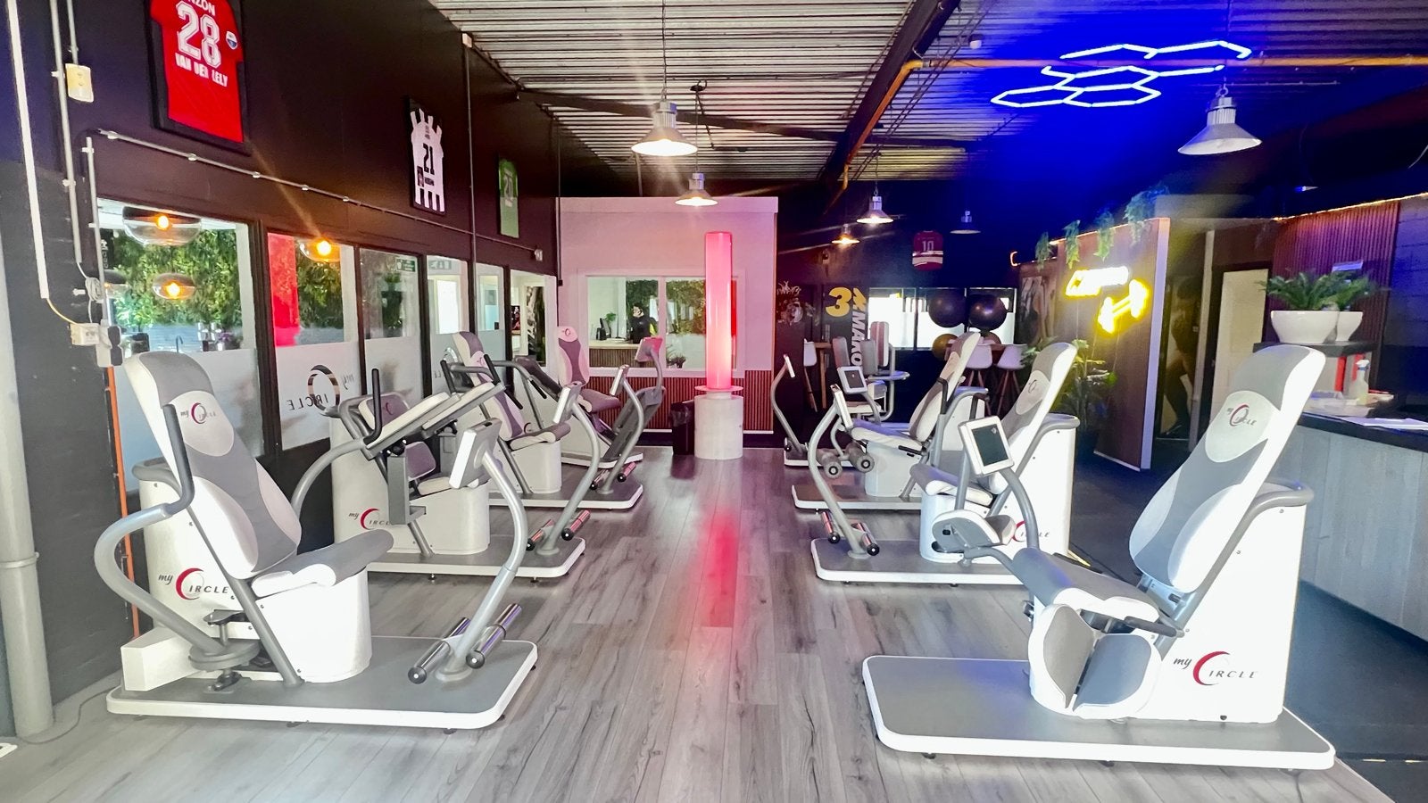 Complete My Circle Fitness Set met Lichtzuil en Training, Ophalen, Krachtstation, Armen, Zo goed als nieuw