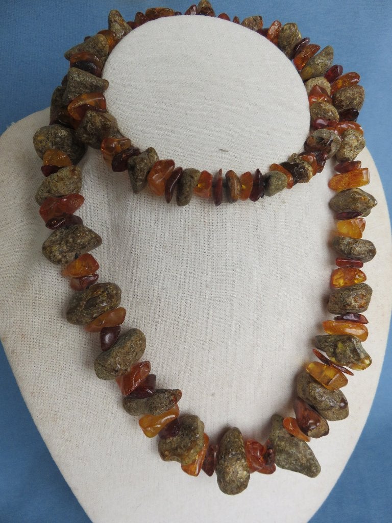 Hals ketting in barnsteen - 20e eeuw – lengte = 77 cm, Sieraden, Tassen en Uiterlijk, Kettingen, Ophalen of Verzenden, Gebruikt
