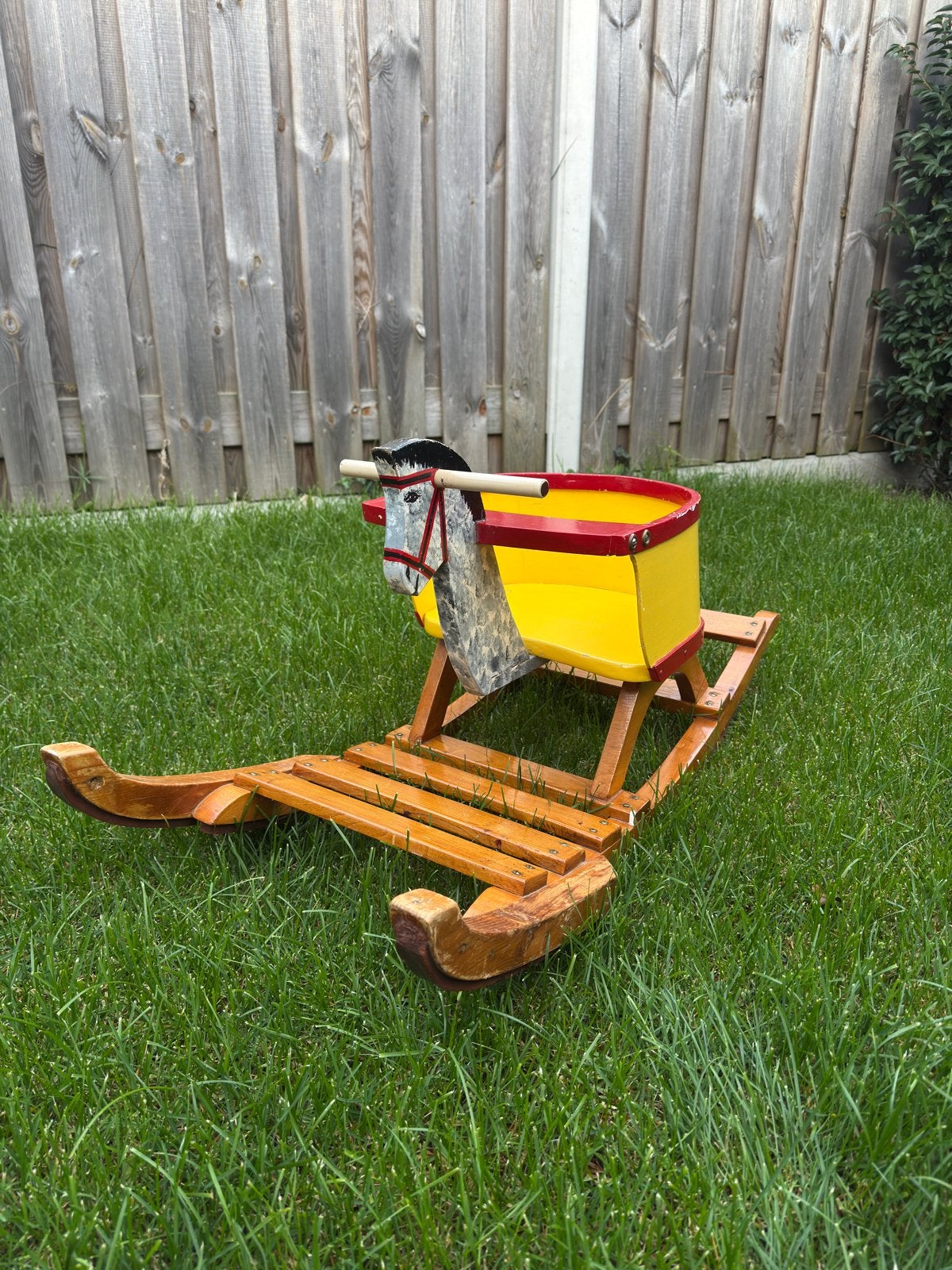Vintage houten schommelpaard – oud speelgoed – retro decorat, Ophalen, Gebruikt