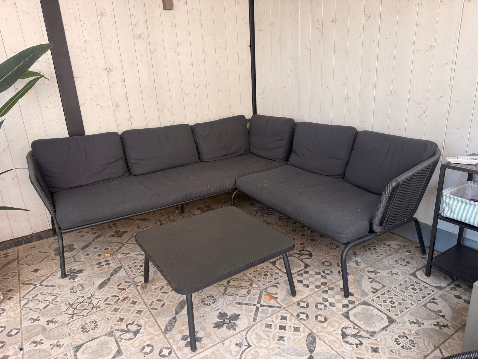 Loungeset kopenhagen met tafel, Tuin en Terras, Tuinsets en Loungesets, Ophalen, 5 zitplaatsen, Kunststof, Zo goed als nieuw