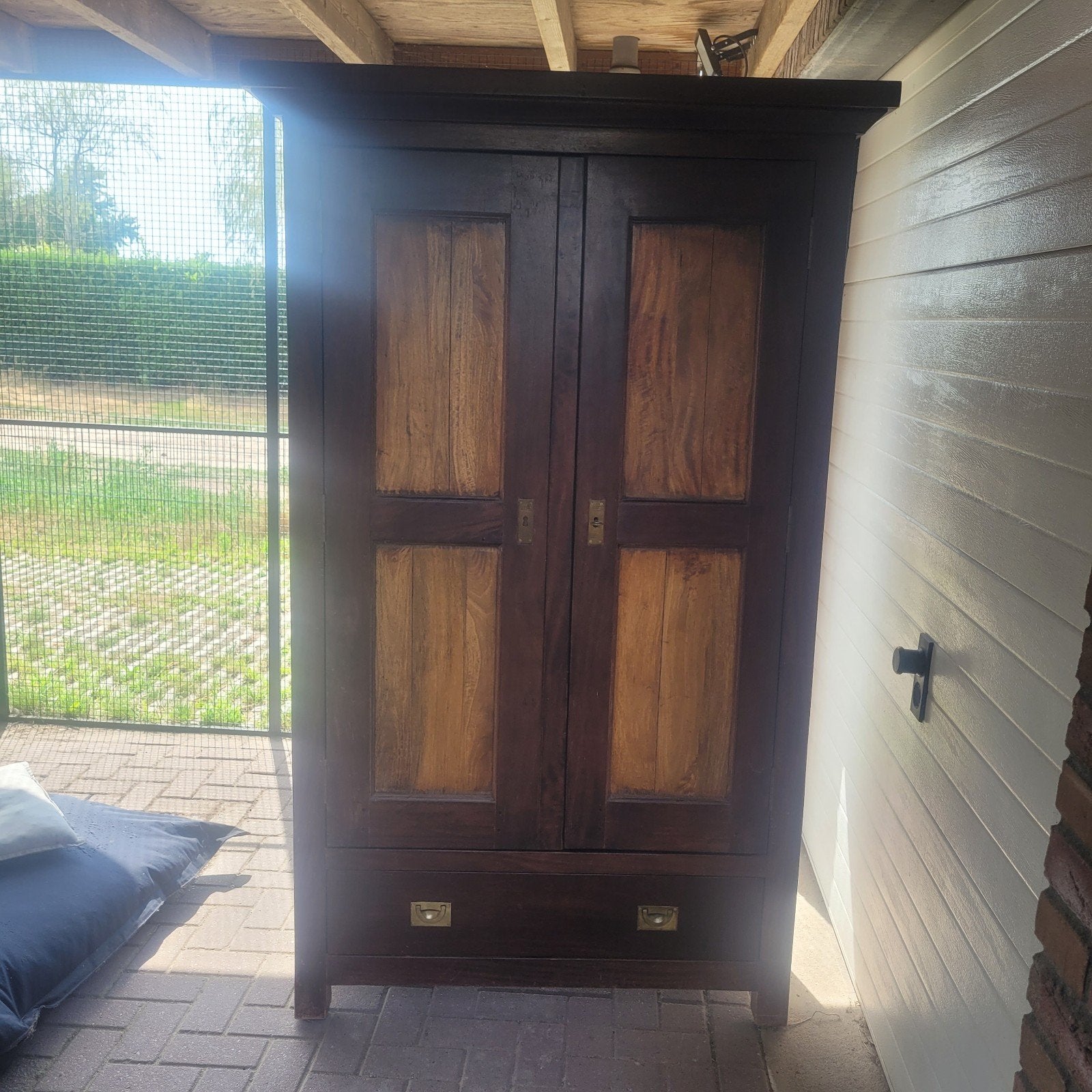 Teakhouten kast - 196,5 cm hoog, Ophalen, Gebruikt, Teakhout, Met lade(s)