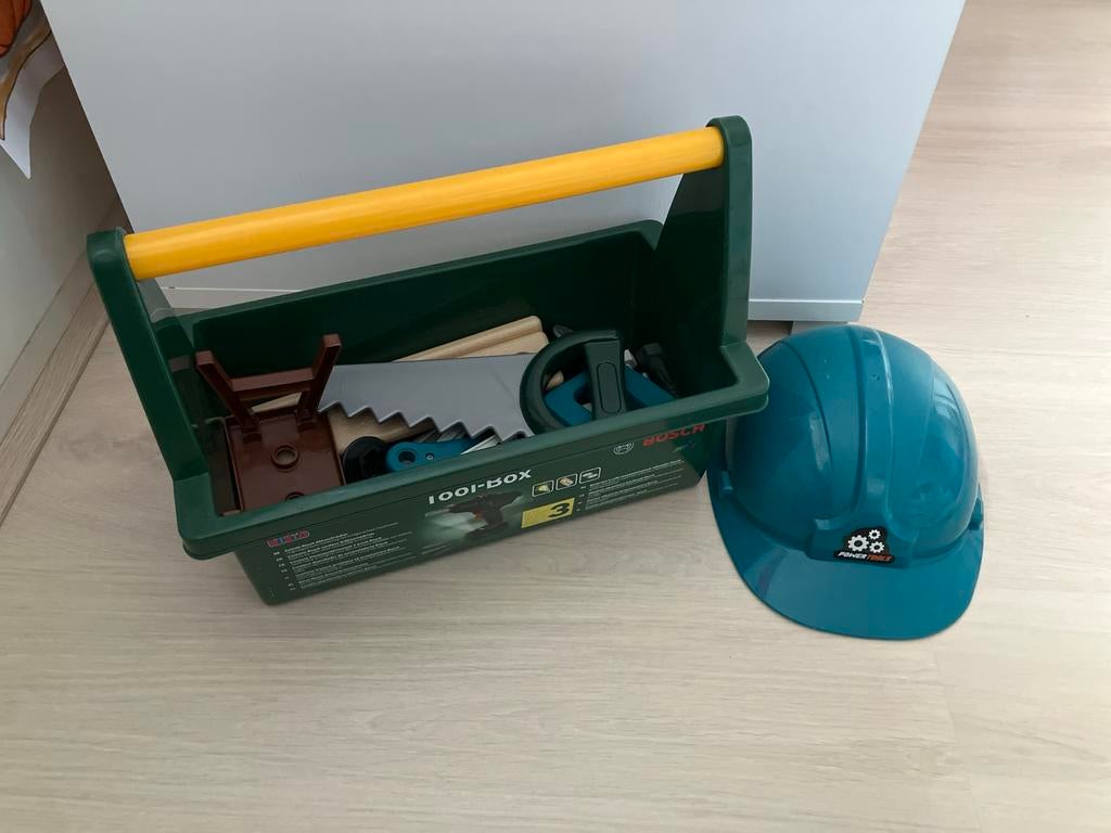 Bosch tool-Box Gereedschapskist met Helm, Ophalen of Verzenden, Gebruikt, Jongen of Meisje