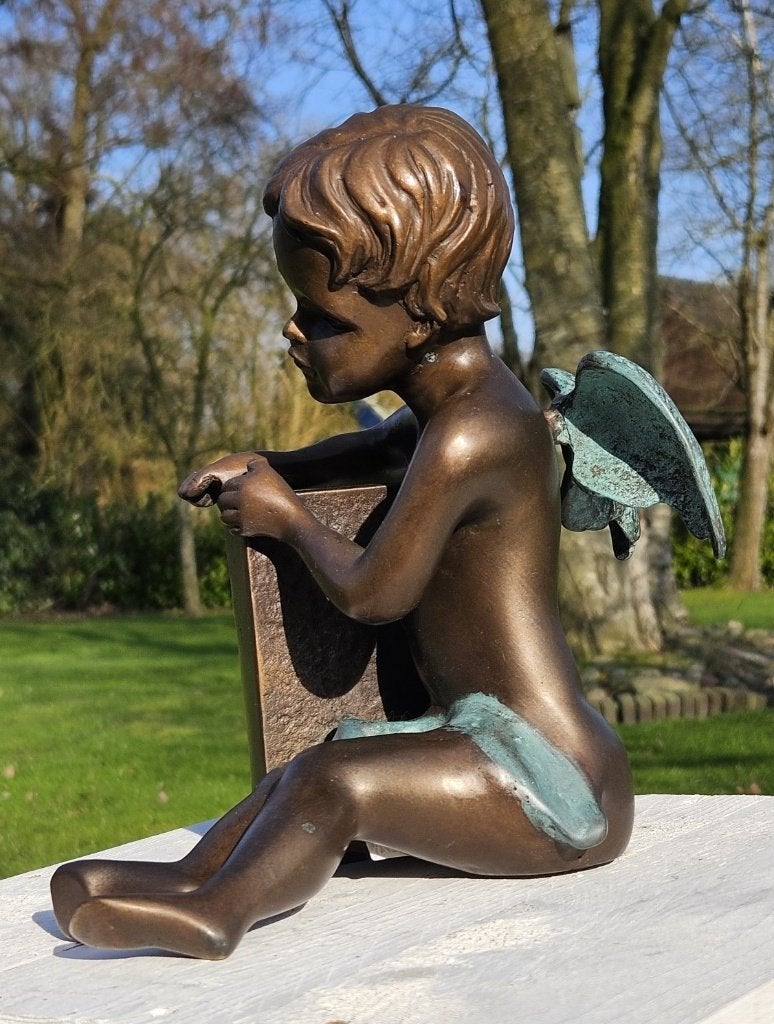 ZITTENDE ENGEL / bronzen beeld, Nieuw, Info@huisentuindecoratiemarie.nl, Mensenbeeld, Huis en tuin decoratie marie