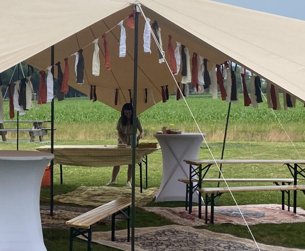 Partytent/ tuintent / STRETCHTENT / te huur incl. gratis...., Ophalen of Verzenden, Zo goed als nieuw, Geboorte of Huwelijk