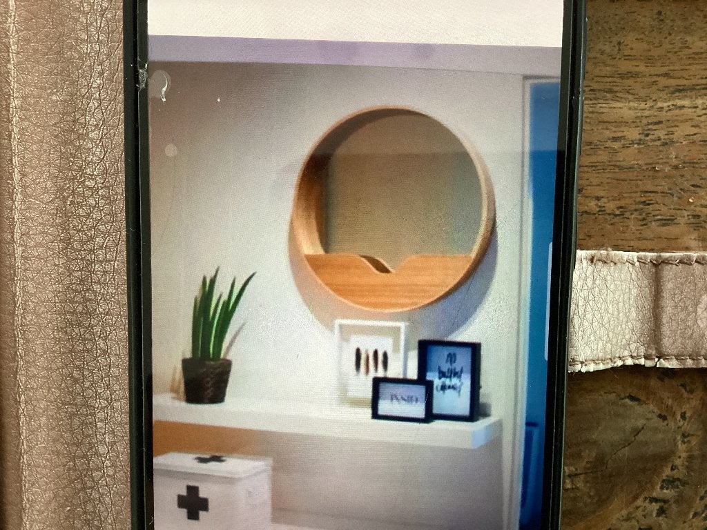 Spiegel rond hout van het Design merk Zuiver, Huis en Inrichting, Ophalen, Minder dan 50 cm, Rond, Zo goed als nieuw