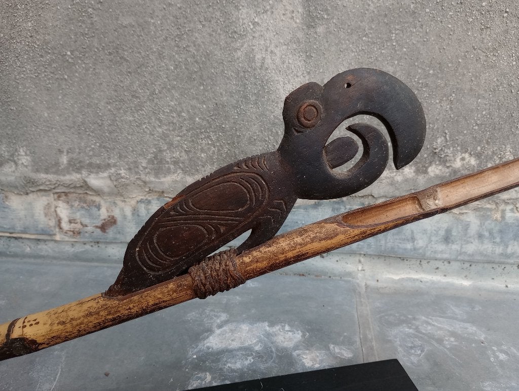 Sepik Papua speer werper, Asmat Papoea tribal art, Hout, Overige typen, Papoea-Nieuw-Guinea, Handgemaakt