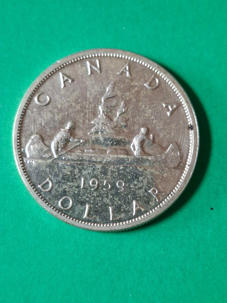 1959 Canada 1 dollar in zilver Elizabeth II, schaars, Postzegels en Munten, Munten | Amerika, Ophalen of Verzenden, Noord-Amerika