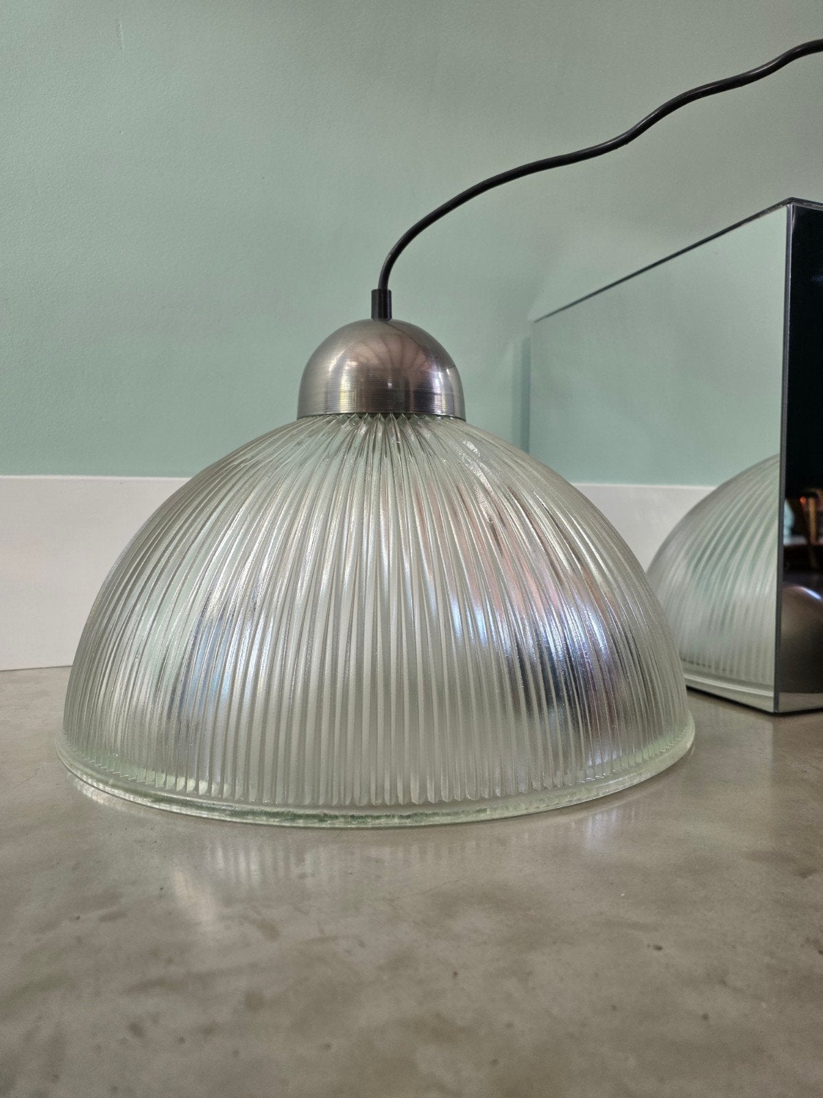 Dutch Design hanglamp Pola Design A. Veen/ Holophane lamp, Ophalen, Pola Design, E27 (groot), Glas