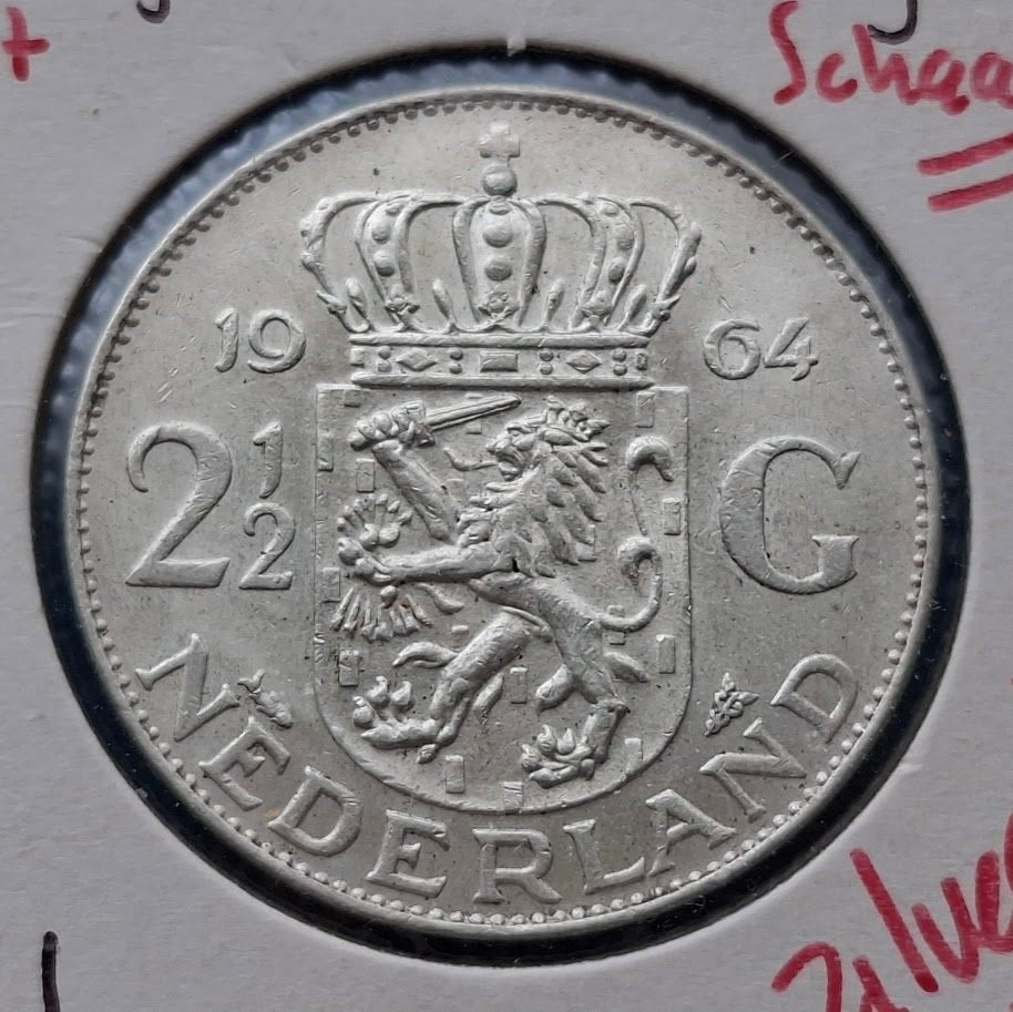 Nederland 2½ gulden 1964 Pr. - 1964*, Koningin Juliana, Zilver, Ophalen of Verzenden, Losse munt