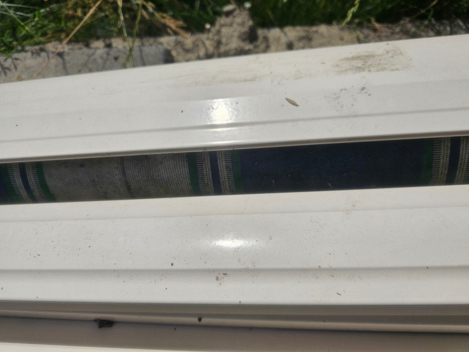 Zonnescherm knikarm 5.25m - handmatig (doek schoonmaken), Ophalen of Verzenden, Gebruikt, 450 cm of meer, Knikarmscherm