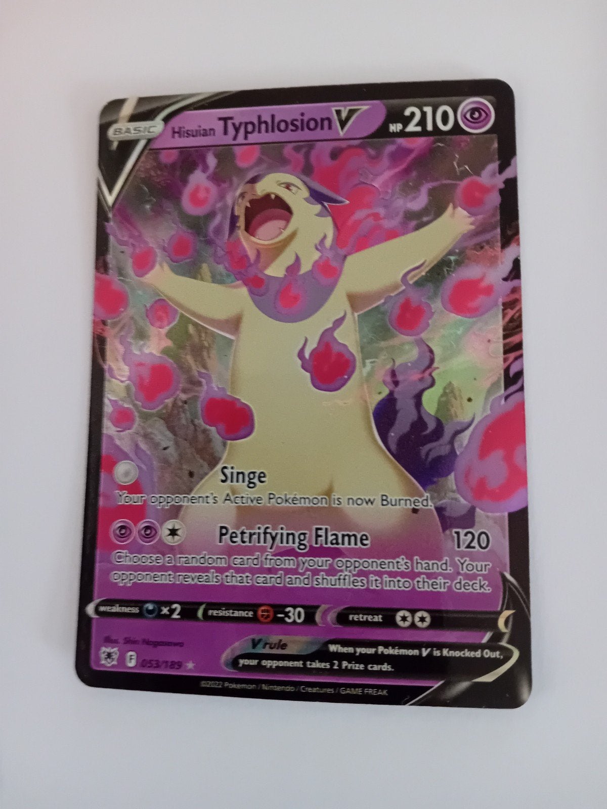 Pokemonkaart Hisulan Typhlosion V 53/189, Ophalen of Verzenden, Nieuw, Losse kaart, Foil