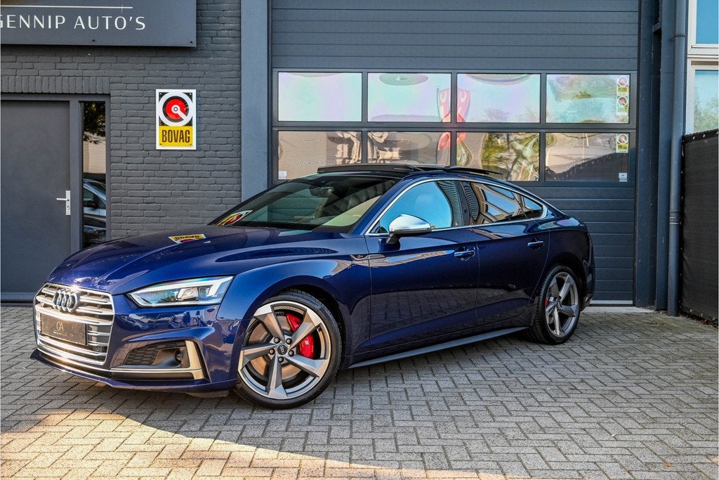 Audi S5 Sportback 3.0 TFSI Quattro RS Massage Stoelen, PANO,, Auto's, Audi, Adaptive Cruise Control, Gebruikt, 2995 cc, Blauw