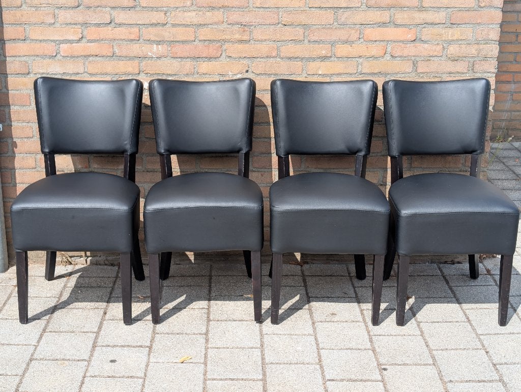 Horeca stoel binnen, Gebruikt, Zwart, Ophalen of Verzenden, Leer