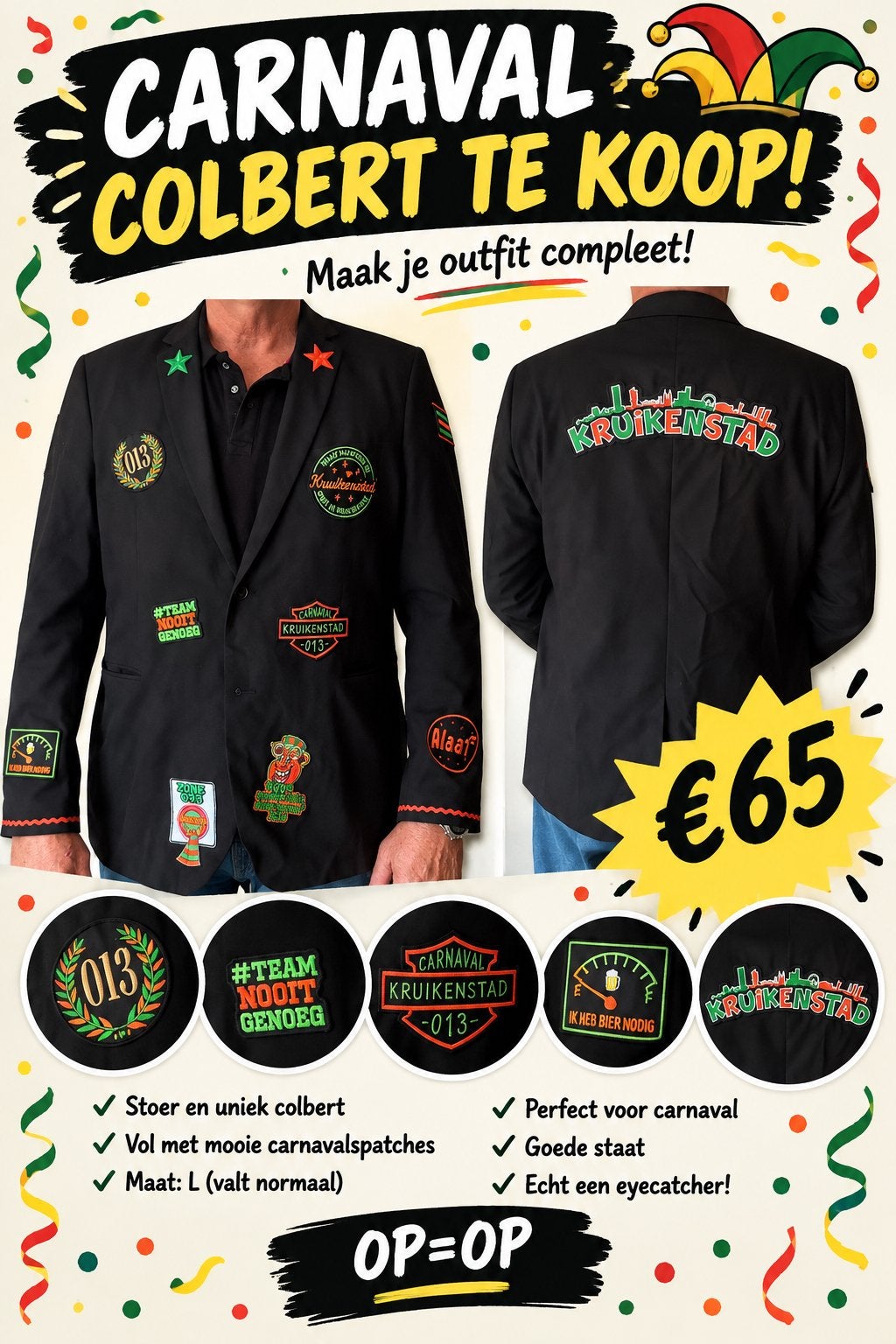 Leuke colbert voor carnaval, Ophalen, Zo goed als nieuw