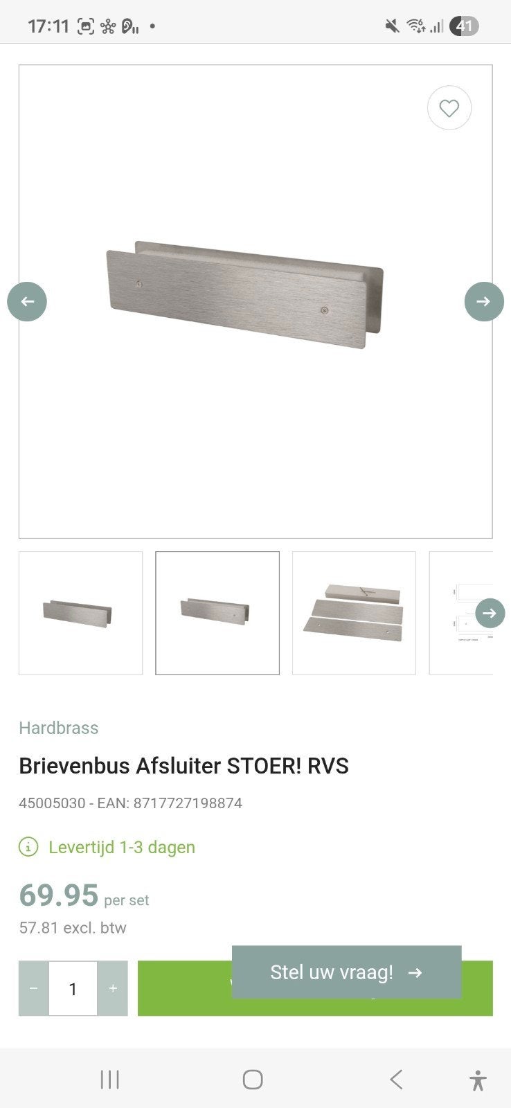 Brievenbus Afsluiter STOER! RVS - zo goed als nieuw, Ophalen, Brievenbusklep, Zo goed als nieuw, Rvs