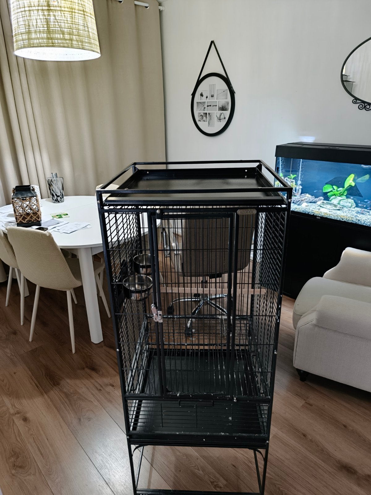 "Keddoc vogelkooi met onderstel en wielen – zwart, Ophalen, Metaal, Vogelkooi